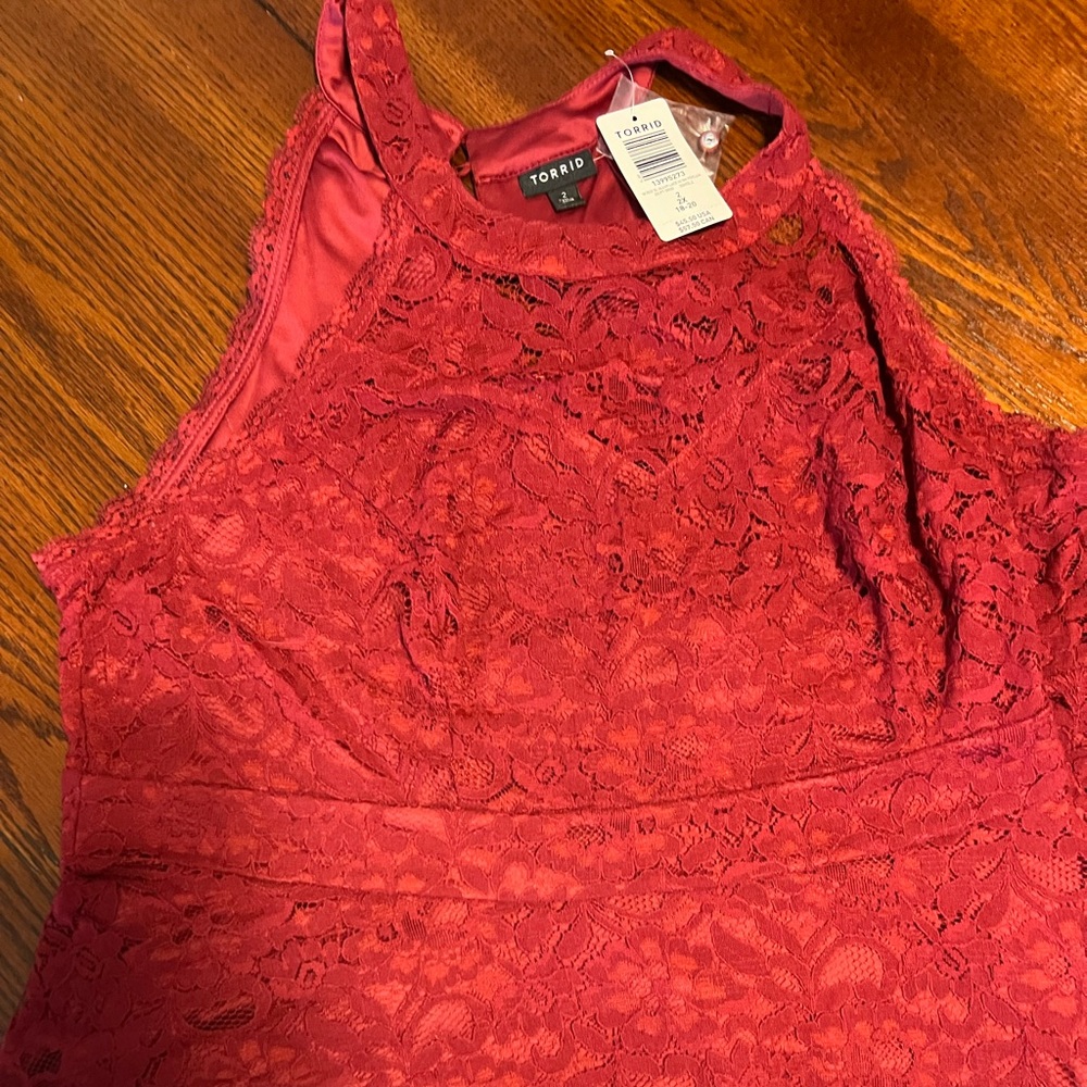 Torrid red lace Peplum blouse